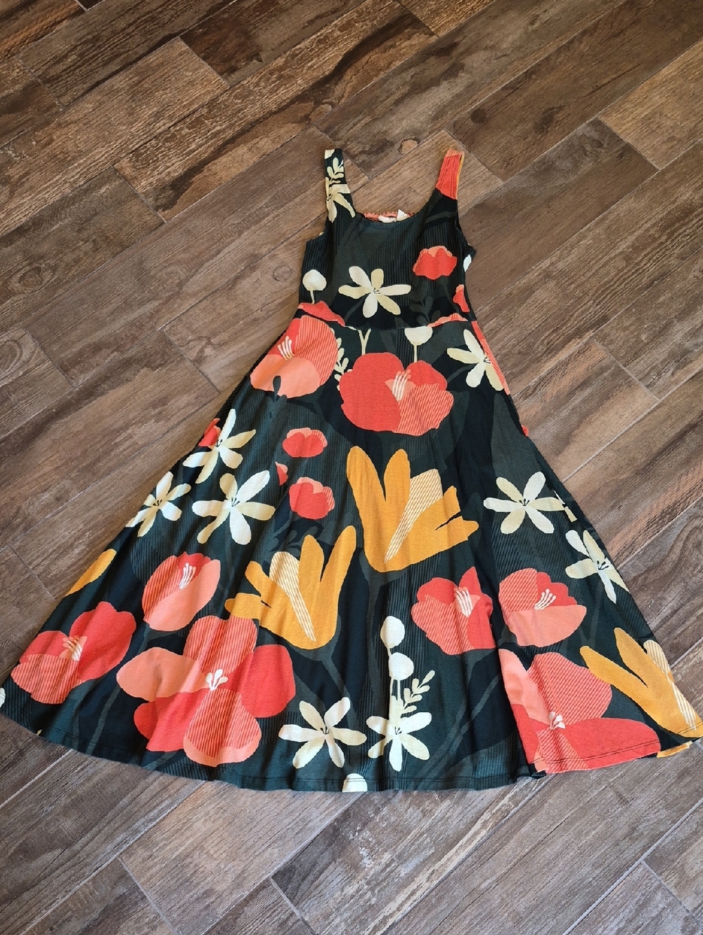 XXS/XS Happy Earth 100% Organic Cotton Sleeveless Lily Midi Dress|Paradise - Picture 5 of 13
